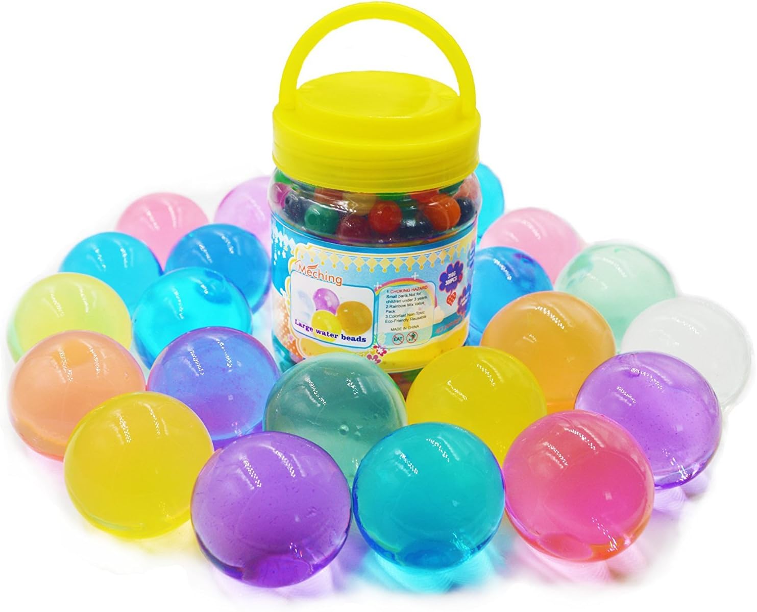 300 PCS Large Water Beads Colorful Large Water Beads for Sensory Play Non Toxic, Gel Soil Water Crystal Bead for Vase Filling Plants Wedding Party Favors and Home Decoration
