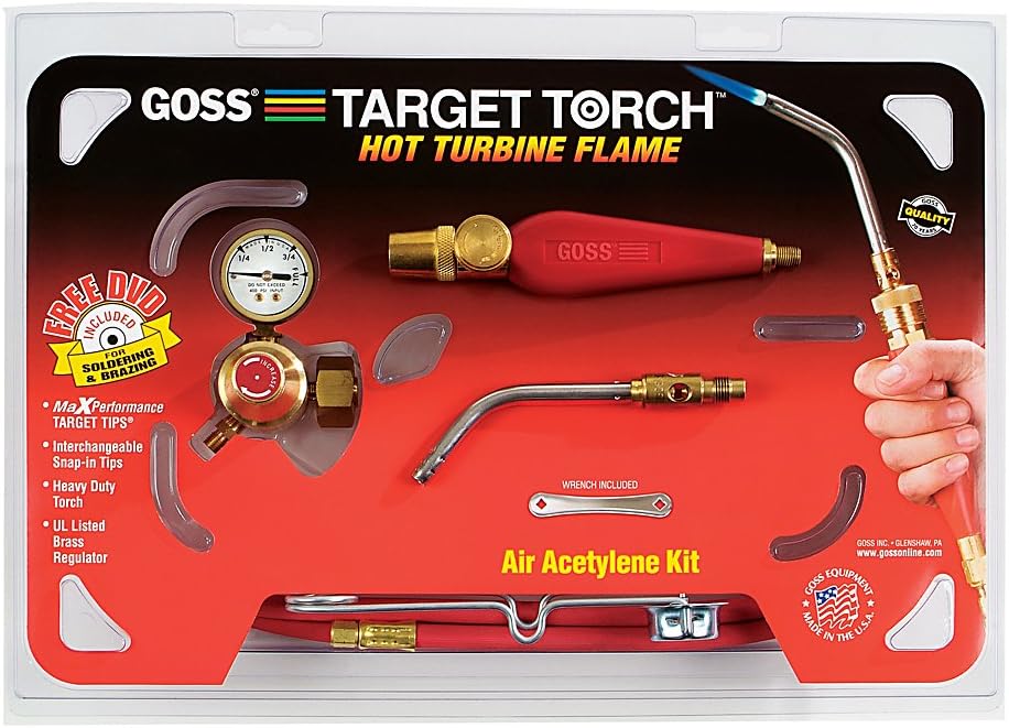 Goss KA7H AirAcetylene Soldering Kit with B Acet Regulator BA9A Tip and BA12A Tip Industrial