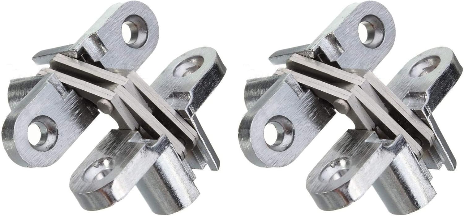 Pair of 44mm Hidden Cabinet Hinge Stainless Steel Invisible Door Hinges Concealed Barrel Wooden Box Leaf Height 1-3/4''