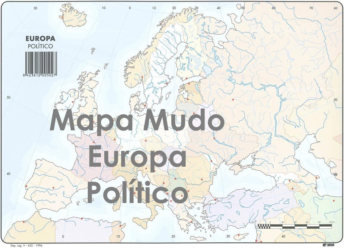 Mapa Mudo SELVI Color Din-A4 Europa Político, Caja x50: Amazon.es: Oficina y papelería