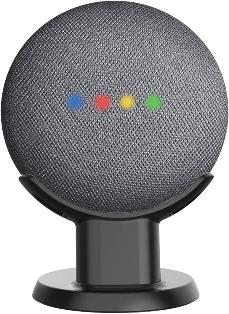 Table Pedestal Mount Holder Stand for Google Home Mini, A Cleaner Tidier Appearance Solution Desk Mount Holder Stand and Improves Sound Visibility and Appearance for Google Home Mini-Black