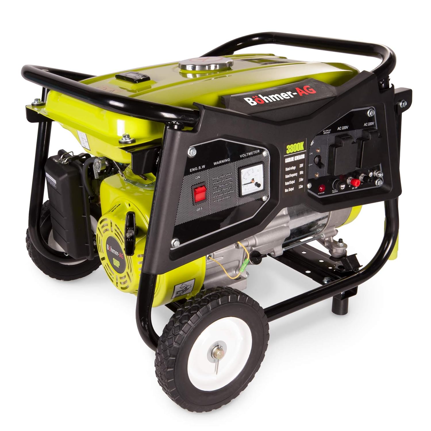 BöhmerAG Generator 3000w, 3.8KVA, 4 Stroke Petrol, 8HP Copper Wound WX3800K UK Plug Amazon