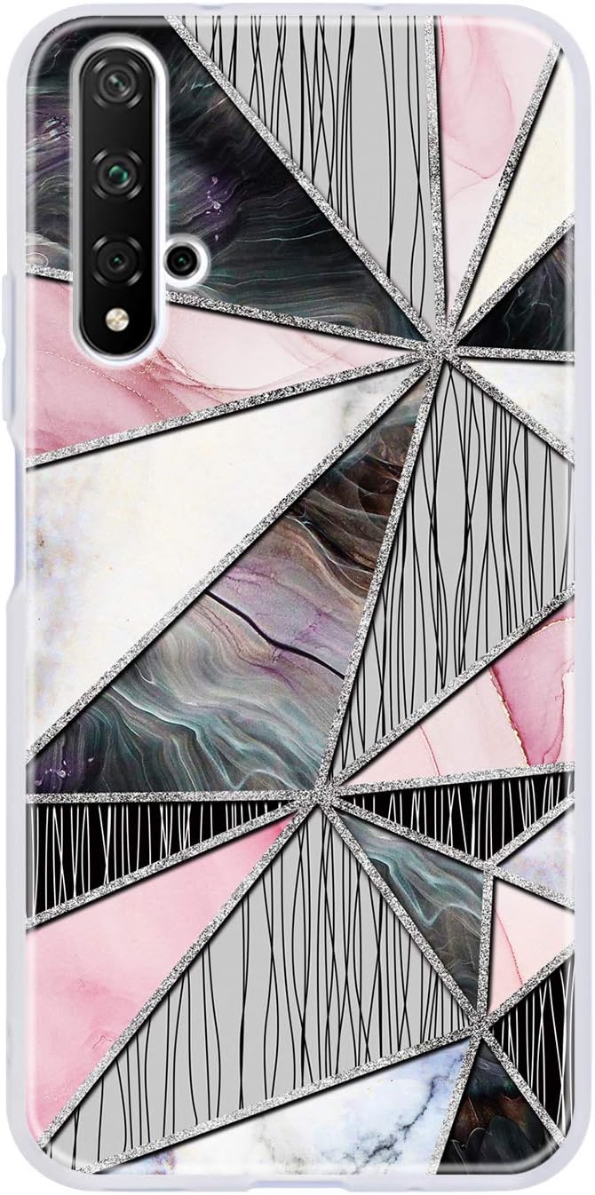 NEXCURIO Marble Silicone Case for Huawei nova 5T / Honor 20, Shockproof Anti-Scratch Shock Absorption Protective Cover Case for Huawei nova 5T - NEQXU010583 N10