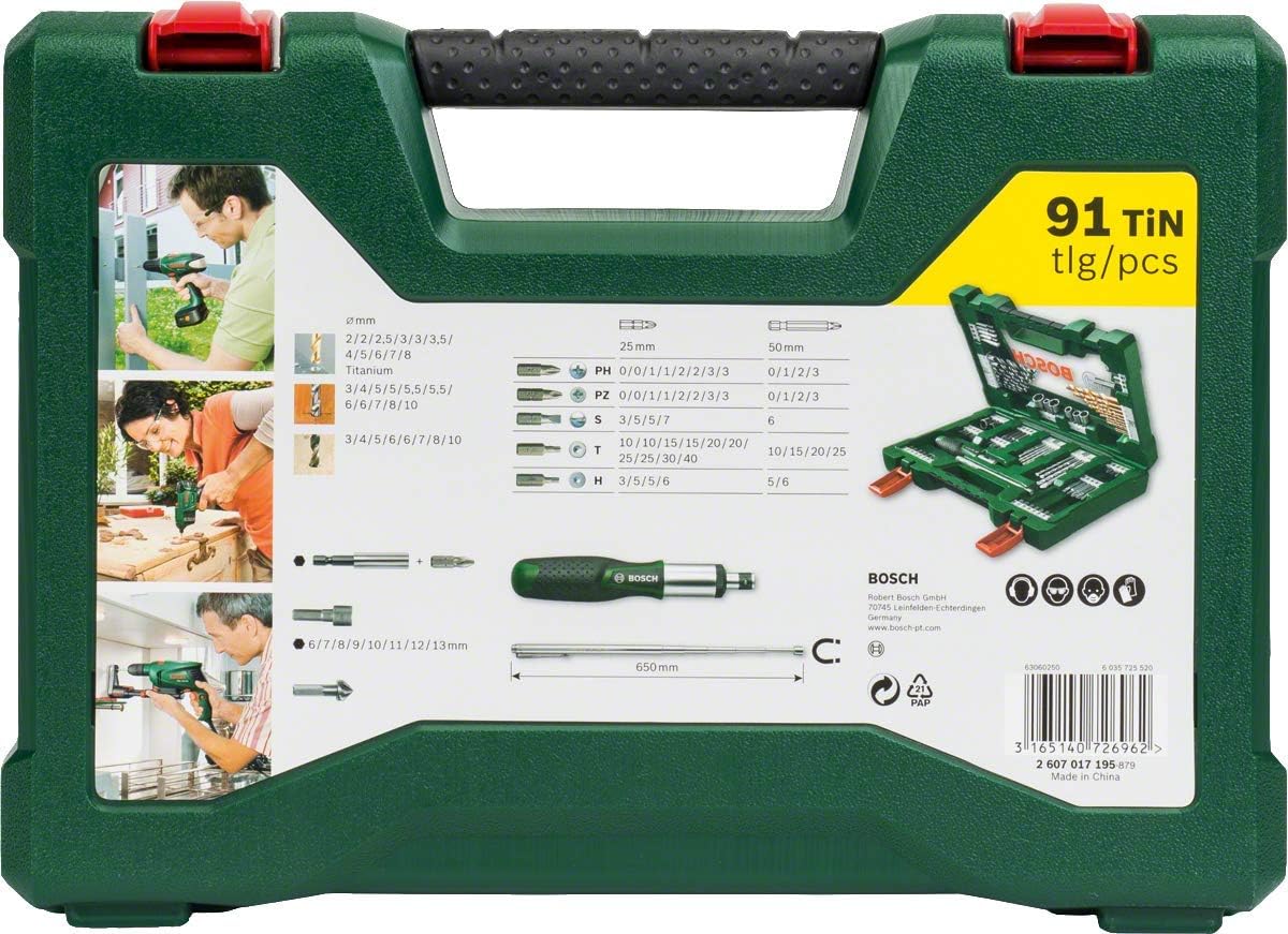 Bosch 2607017195 91-Piece Titanium Drill and Screwdriver Bit Set, V-Line (for Wood Masonry and Metal - Image 5