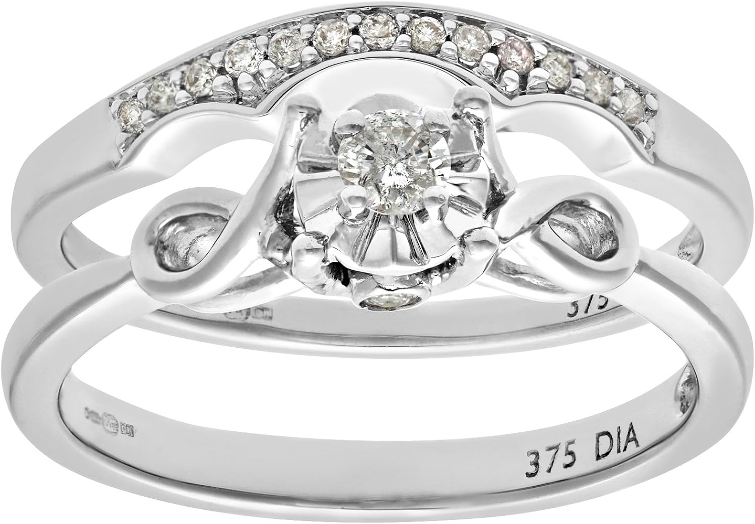 Naava Ensemble Bague de fiançailles et alliance Femme Or Blanc 375/1000 (9 Cts) 3.9 Gr Naava Ensemble Bague de fiançailles et alliance Femme Or Blanc 375/1000 (9 Cts) 3.9 Gr