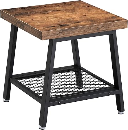 Vasagle Side Table With Shelf Industrial Nightstand Bedside Table Metal Frame For Living Room Bedroom Kitchen Balcony Rustic Brown Let42x Amazon Co Uk Kitchen Home