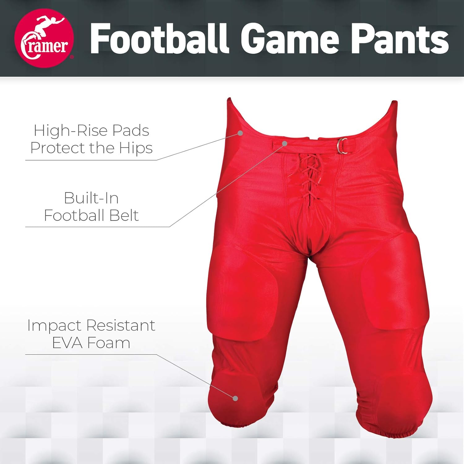 Cramer Football Game Pants, 7 Pad, Adult Size, Assorted Colors : Clothing