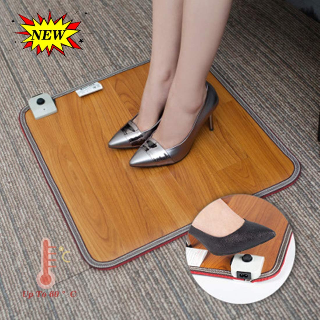 Blljq Foot Warmers Electric Heated Pads Wooden Floor Hot Hands