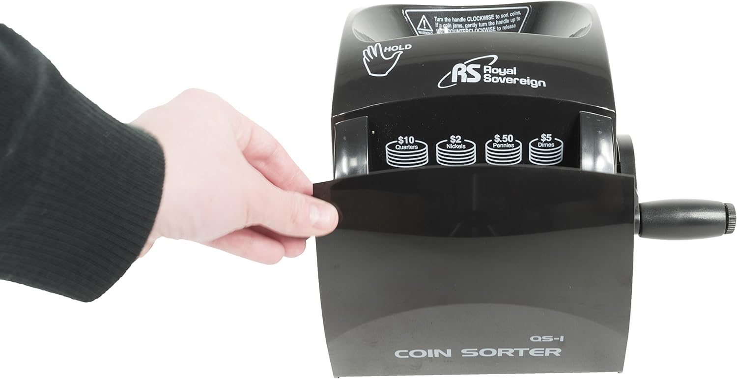 Royal Sovereign 1 Row ECO-Friendly Manual Hand Crank Coin Sorter (QS-1), Single, Black : Coin Sorters And Counters : Office Products
