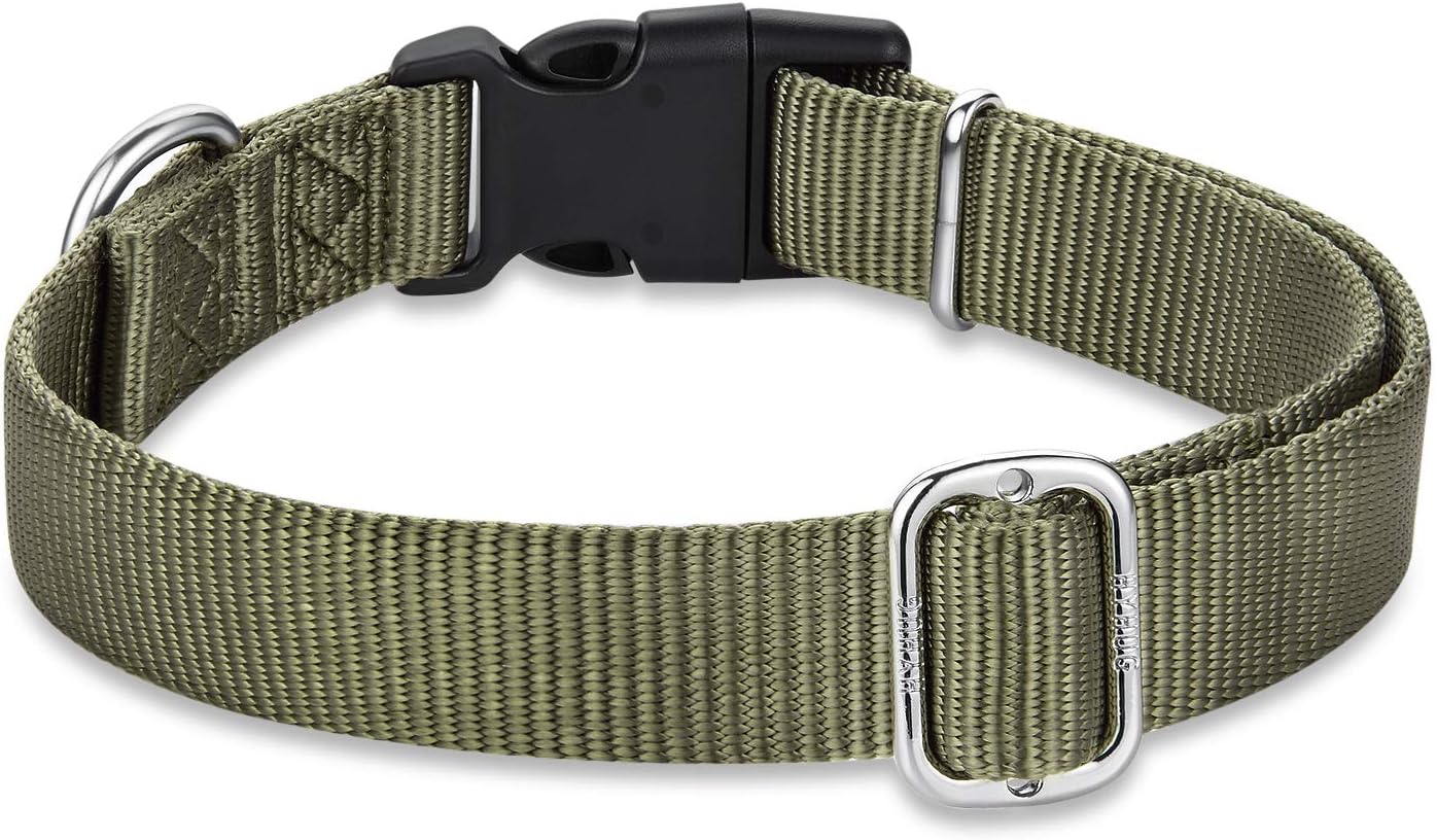 Hyhug Design Classic Basic Nylon Dog Collar, Can Install Dog Tag (Small, Military Green) - Image 4