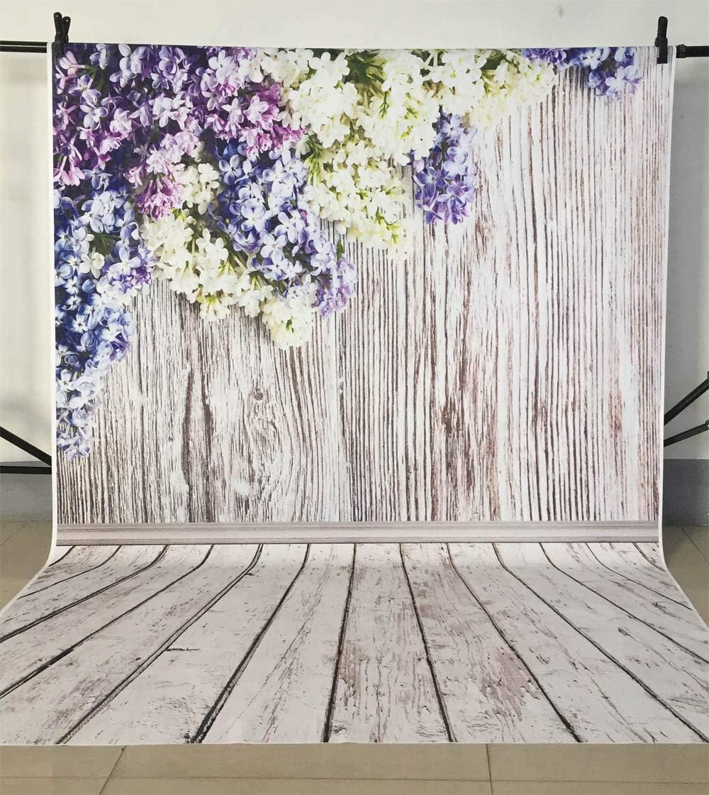 MEHOFOTO 5x7ft Photo Studio Booth Background Blossom Purple White Flower Floral Wood Backdrops for Photography - Image 5