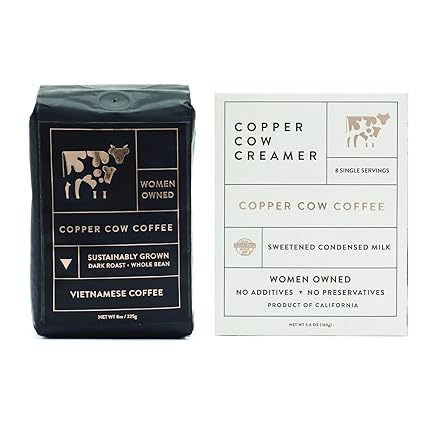 Café vietnamita de vaca de cobre, crema de leche condensada ...