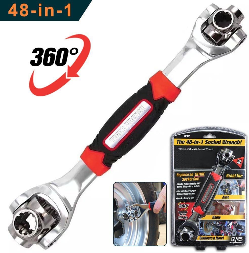 48 in 1 Multifunction Socket Tools Dog Bone Wrench Works with Spline Bolts, Torx, Square Damaged Bolts and Any Size Standard or Metric