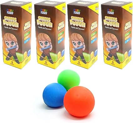 Amazon Com 12 Pack Stress Dough Ball Soft Stretchy Stress Ball Toy For Kids Squeeze And Pull For Adult Anxiety Hand Therapy Relaxing Non Toxic Sensory Fidget Squishy Doh Splat Action In Green