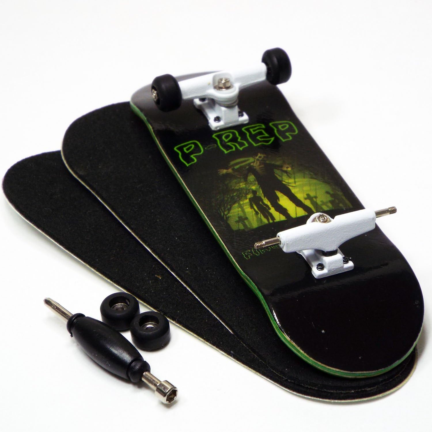 P-Rep Zombie 30mm Graphic Complete Wooden Fingerboard w CNC Lathed Bearing Wheels