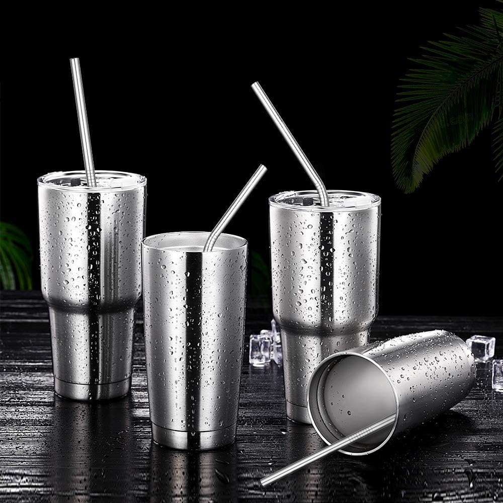 Hiware 12-Pack Reusable Stainless Steel Metal Straws with Case - Long Drinking Straws for 30 oz and 20 oz Tumblers Yeti Dishwasher Safe - 2 Cleaning Brushes Included: Health & Personal Care