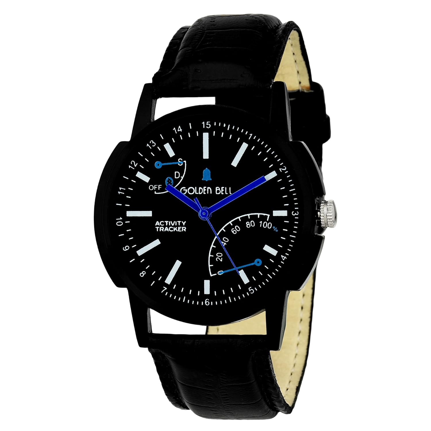 golden bell original black dial black strap analog wrist watch for men - gb-892