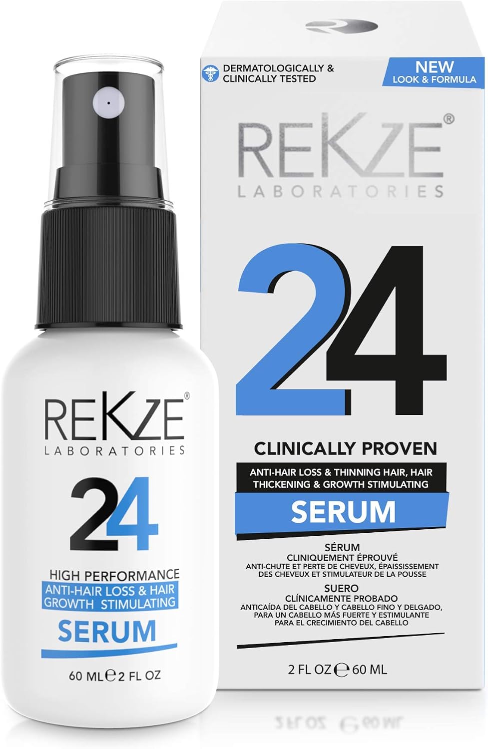 REKZE 24 Serum w/Unique Premium Clinically Proven Formula for Hair Thickening Anti-Hair Loss & Thinning