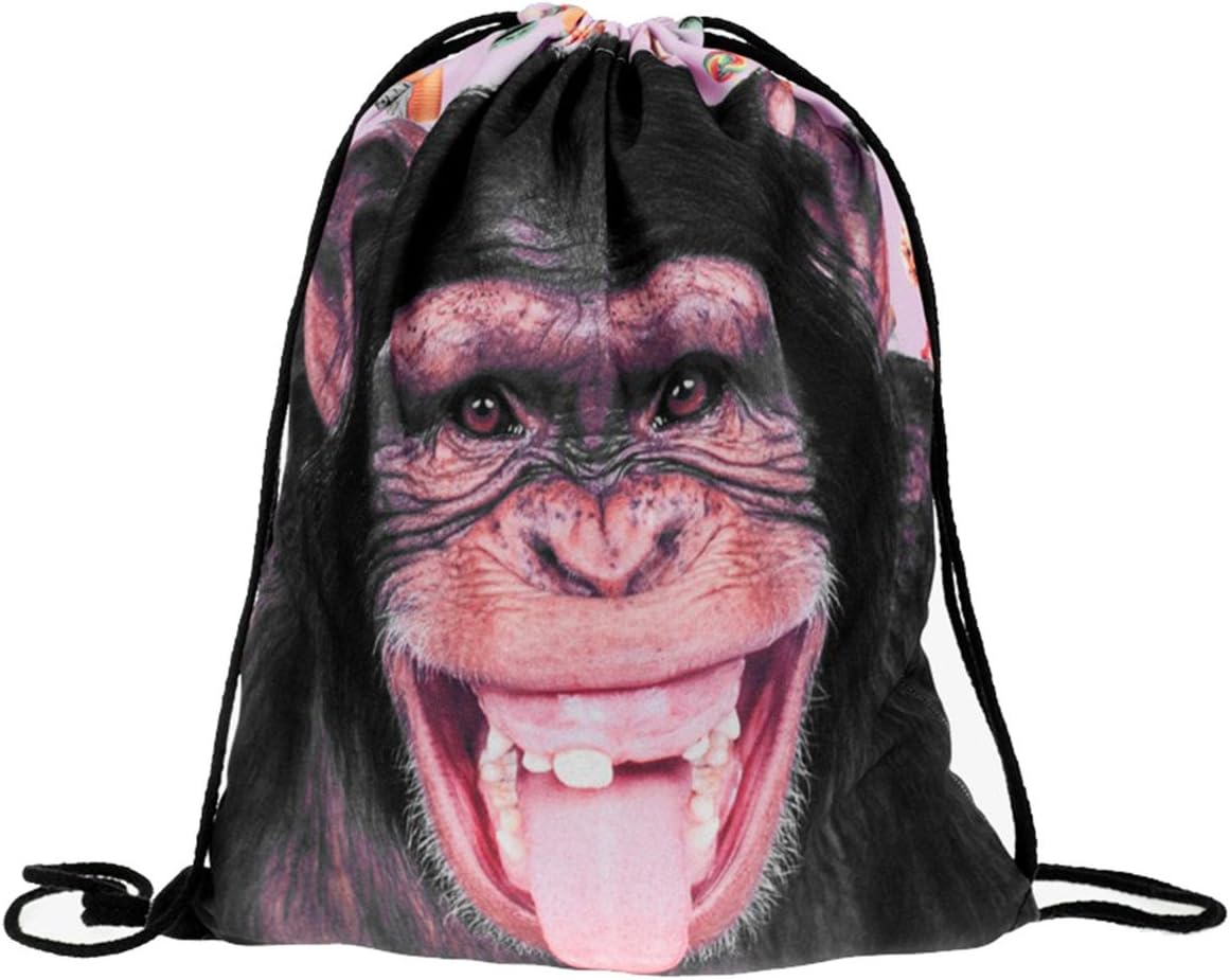 Vesfashion Digital Printing Cute drawstring bags For Teens 15"x11" MONKEY PINK (1)