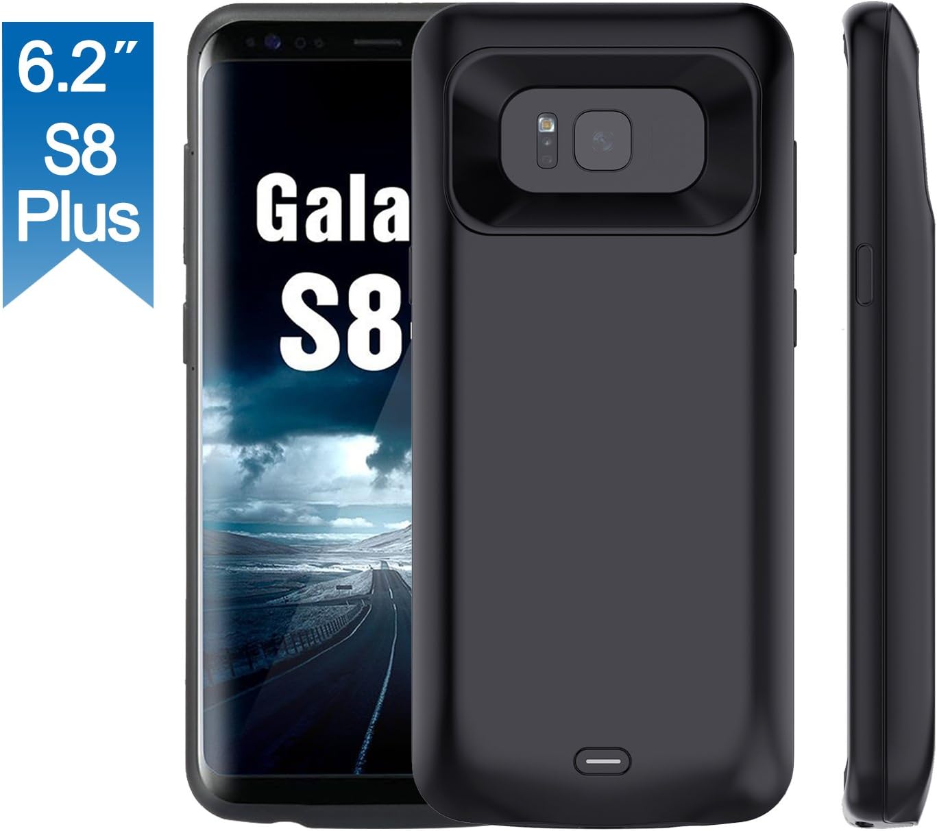 Galaxy S8 Plus Battery Case, NewRice Charger Case 5500mAh Portable Type C Extended Backup Battery Juice Pack Rechargeable Charging Case Power Bank Cover for Samsung Galaxy S8 Plus 6.2 inch (S8+ Black)