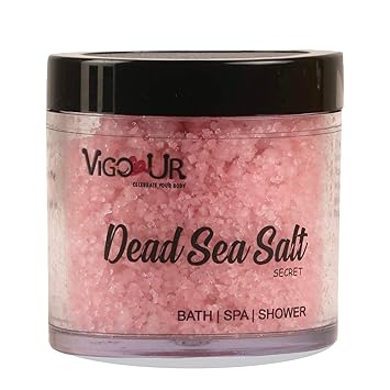 VIGOUR Dead Sea Salt For Bath Spa and Shower, Muscle Relief, Relieves Aches & Pains, Deep Cleaning & Skin Exfoliation, Beauty Therapeutic Spa Treatment, 4 Flavours Available (100 gm) (Secret)