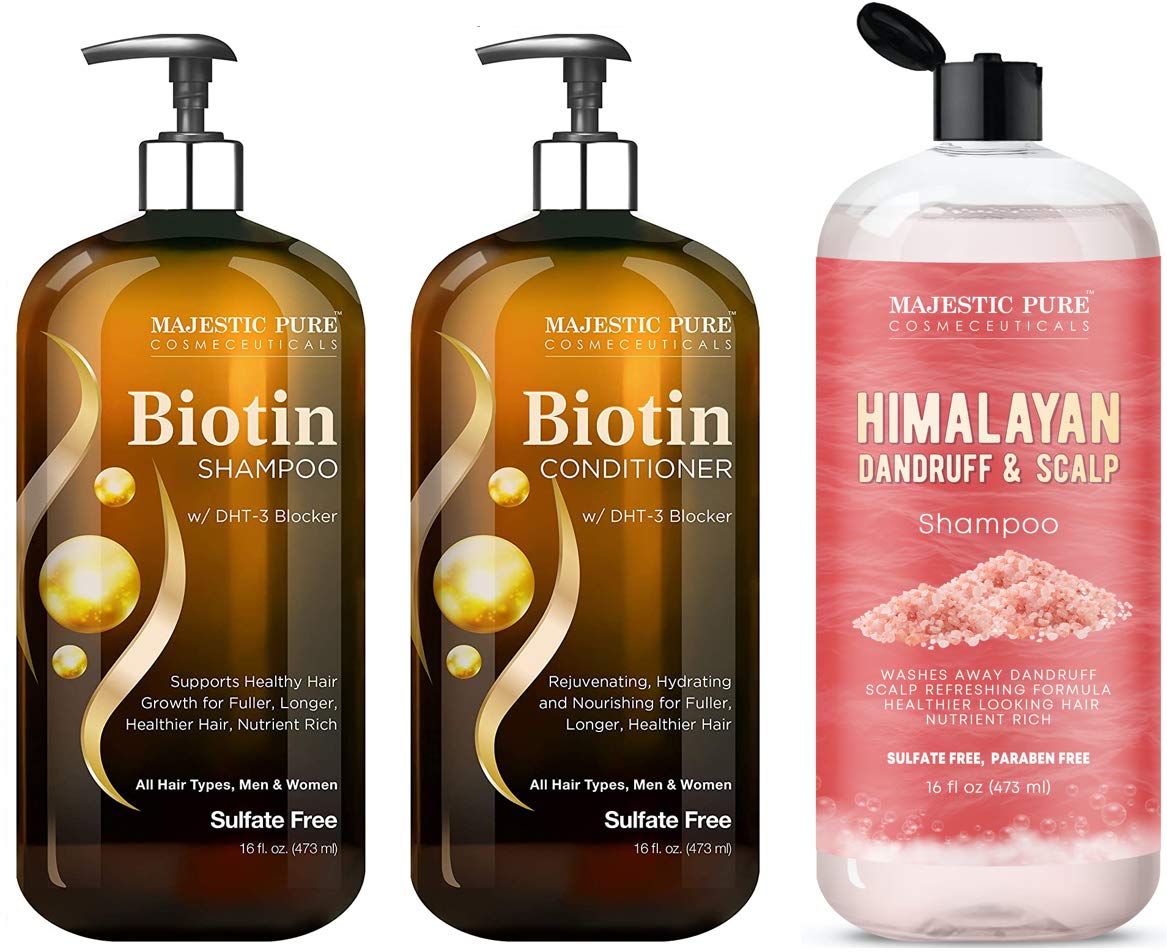 Majestic Pure Biotin with DHT Blocker Complex Shampoo & Conditioner Set (16 fl oz each) and Himalaya