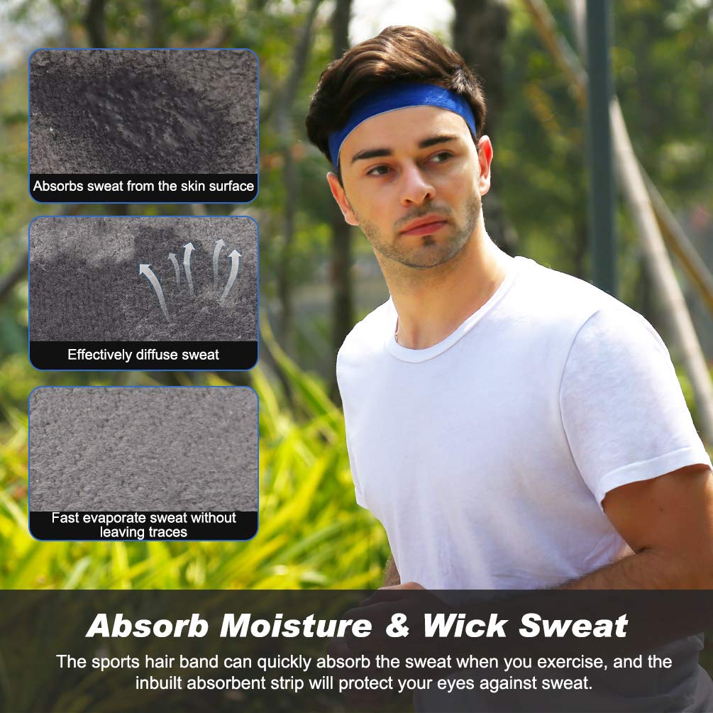 VBIGER 3 Pièces Bandeaux de Sport Élastique Antidérapantes Hommes Femme Bande Cheveux d\'Évacuation de l\'Humidité Unsexe