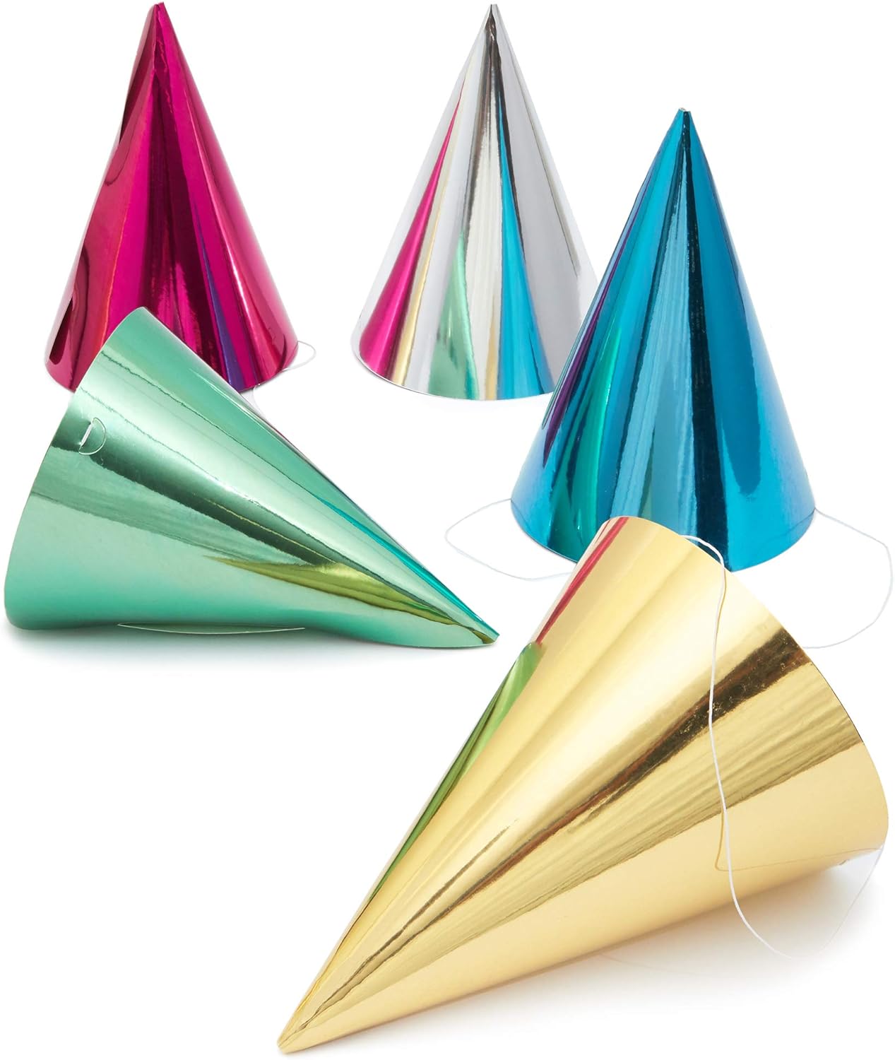 Cone Party Hats, Metallic Foil (4.8 x 6.8 in, 50-Pack): Health & Personal Care