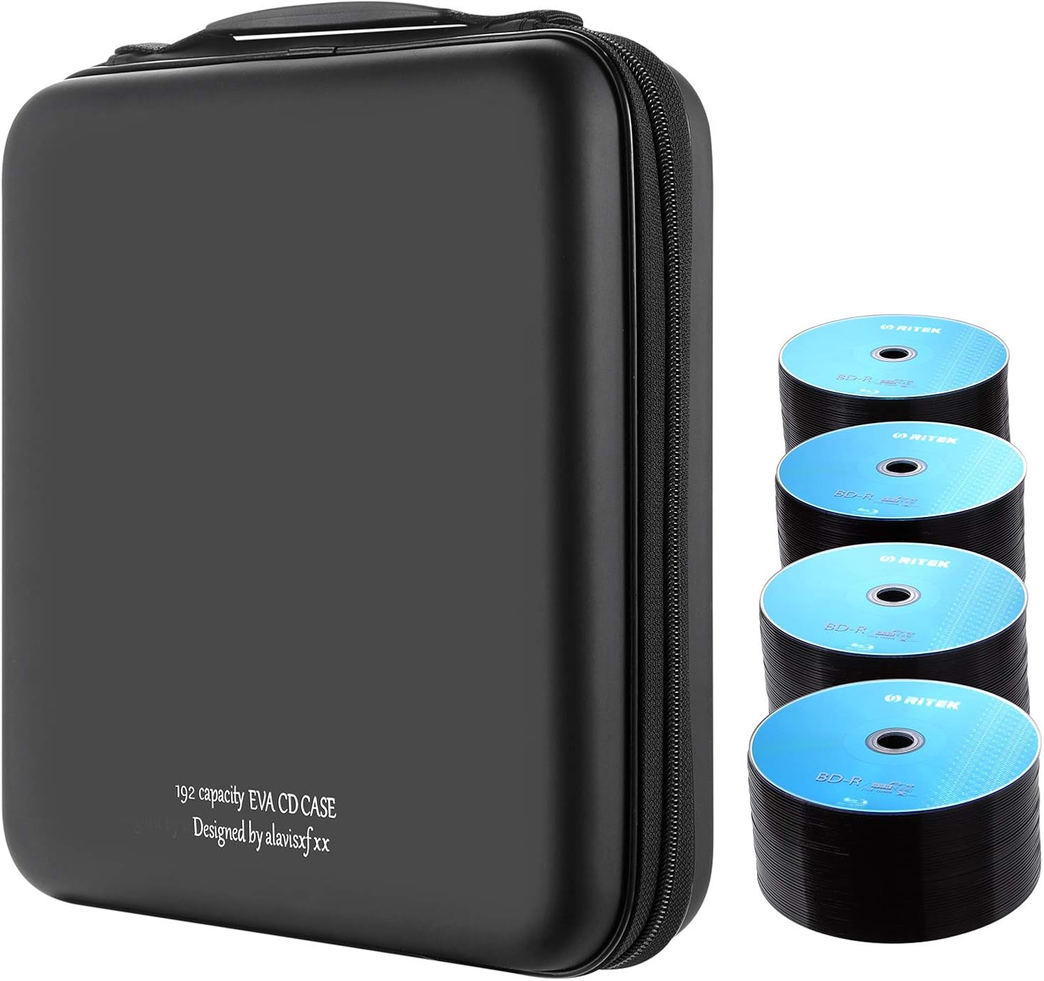 alavisxf xx CD Case, 192 Capacity EVA Protective Blu-ray DVD Case Portable Zipper CD Case Holder Disc Storage Organizer Wallet Bag for Car Home Travel (192 Capacity, Black192): Automotive