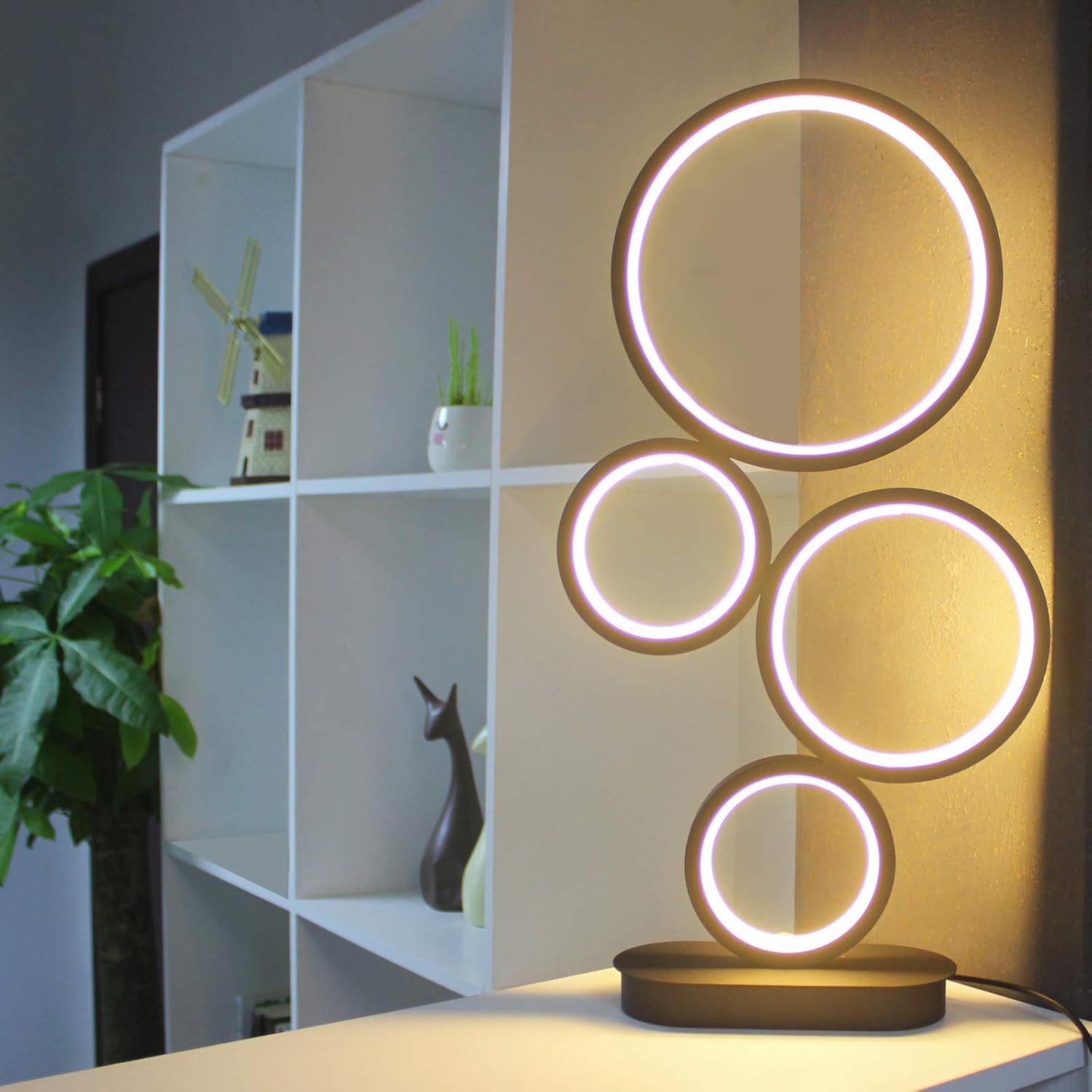 Leniver Led Table Lamp Modern Dimmable Bedside Table Light 18w 3 Color Modes For Living Room Bedroom Office Nightstand Bookshelf Black Amazon Com