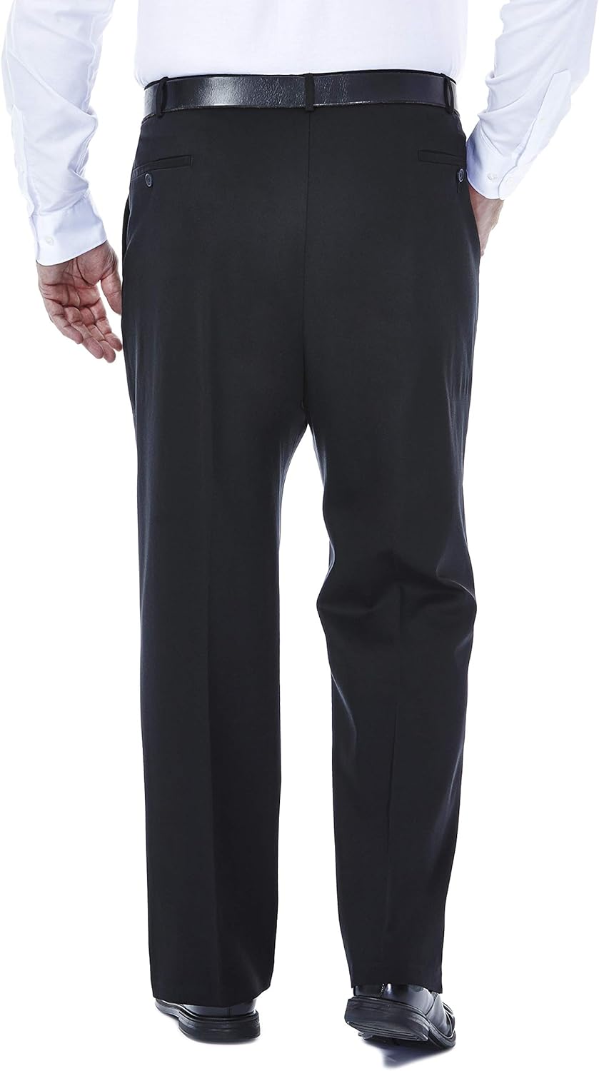 Haggar Men's Big-Tall Premium No Iron Classic Fit Expandable Waist Pleat Front Pant at  Men’s Clothing store