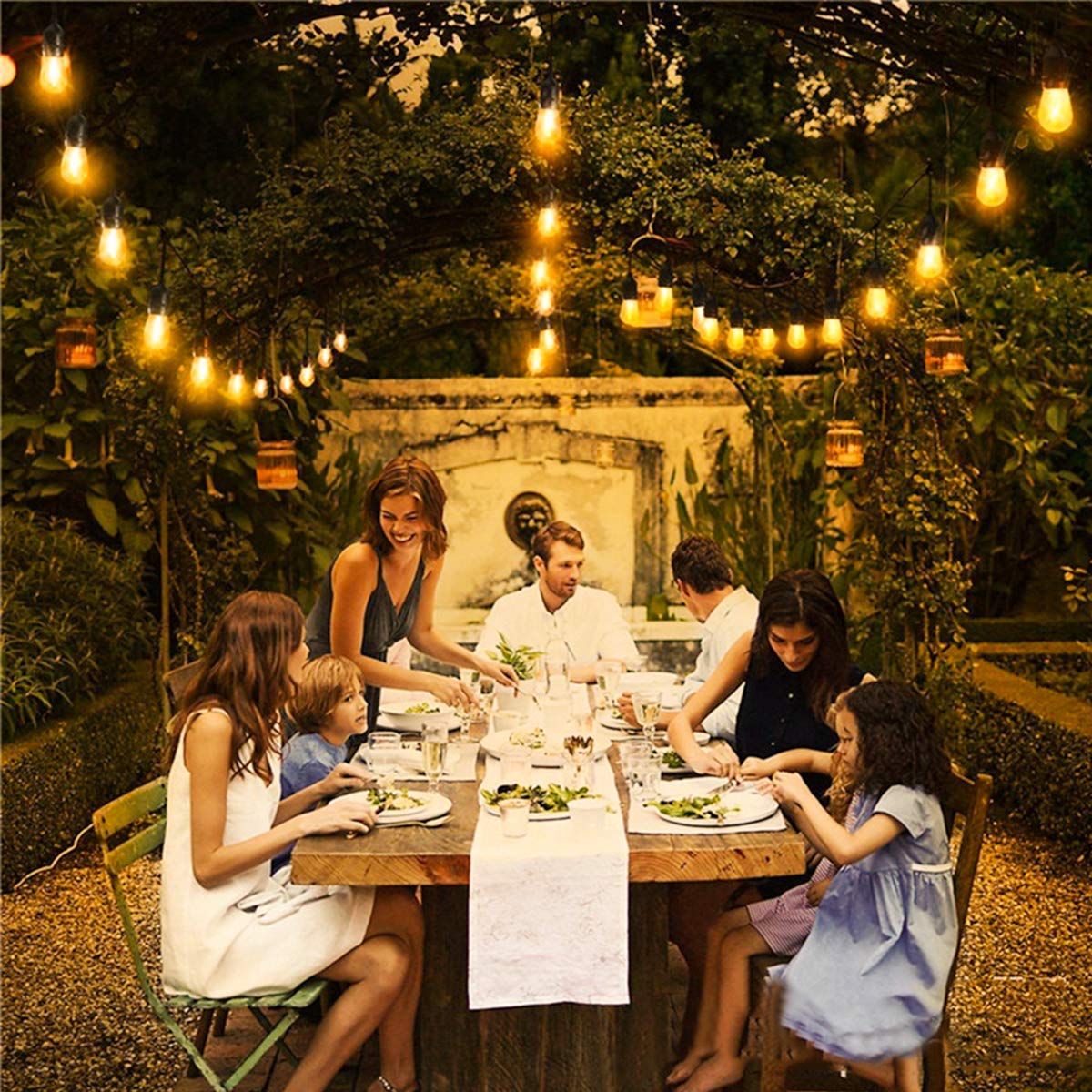 ECOWHO Outdoor String Lights, Waterproof LED Patio String Lights Hanging E26 Sockets UL Listed for Yard Bistro Pergola Wedding Gathering Party Garden (52ft Outdoor Patio Lights)