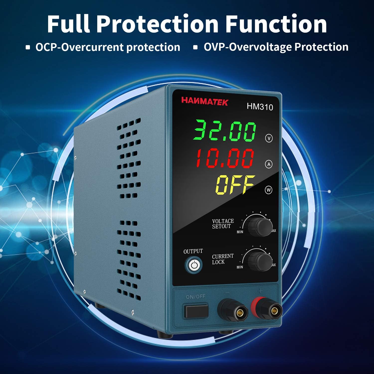 Adjustable DC Power Supply (0-30 V 0-10 A) HANMATEK HM310 Mini Variable Switching Digital Bench Power Supply with USB Charging Port - Image 4