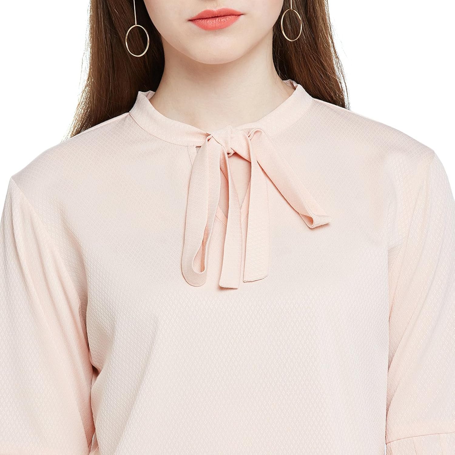 marie claire women peach-coloured solid top