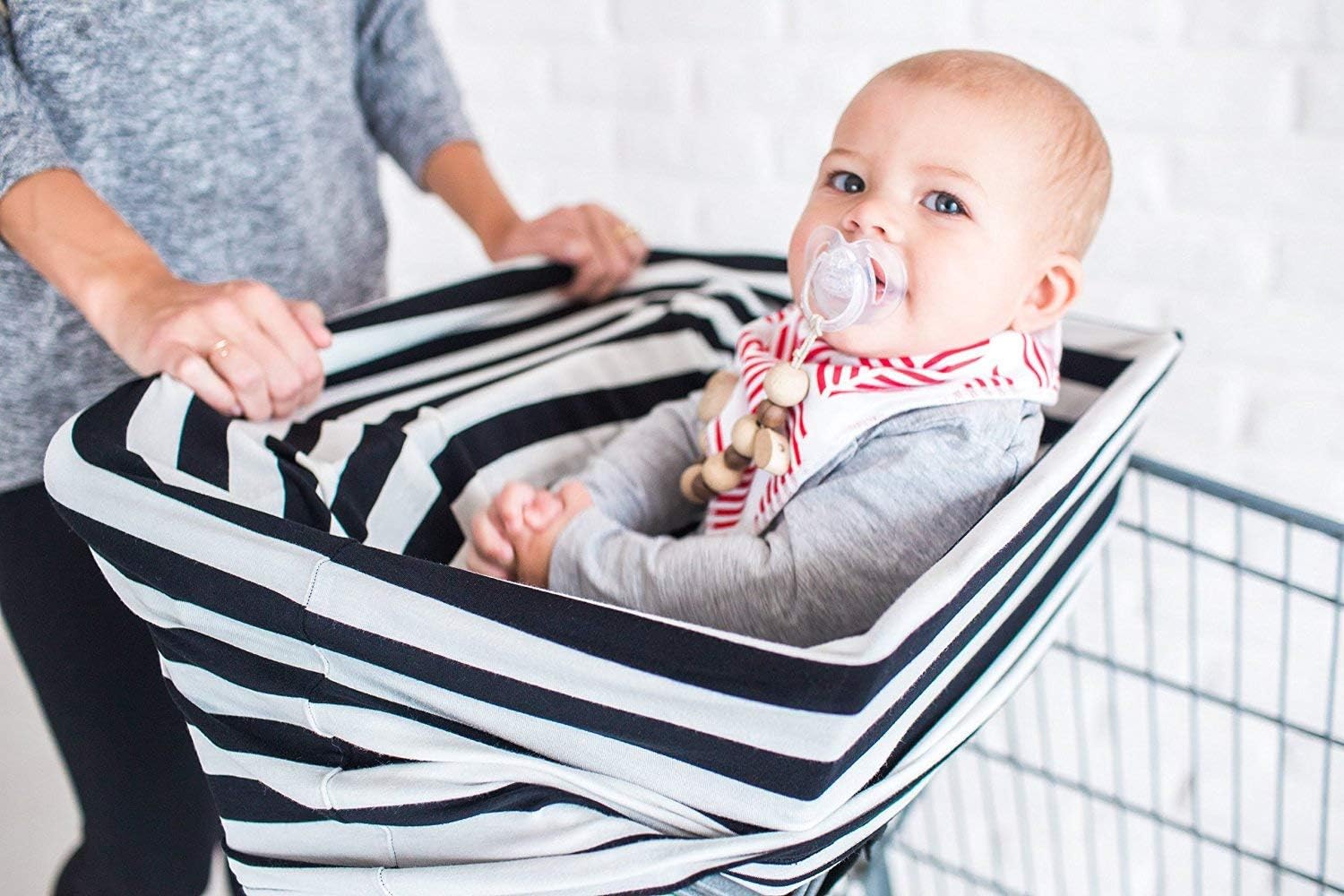Multi-Use Organic Cotton Lycra Nursing Breastfeeding Cover Baby Car Set Cover Canopy Shopping Cart Cover Swaddle Blanket for Infants Newborns Toddlers Shower Gift - Image 4