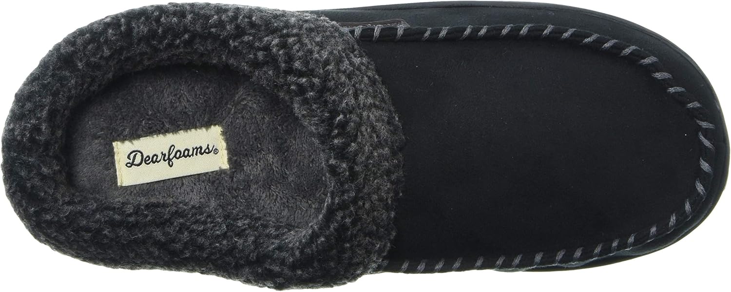  | Dearfoams Men's Microfiber Suede Clog with Whipstitch Slipper | Slippers