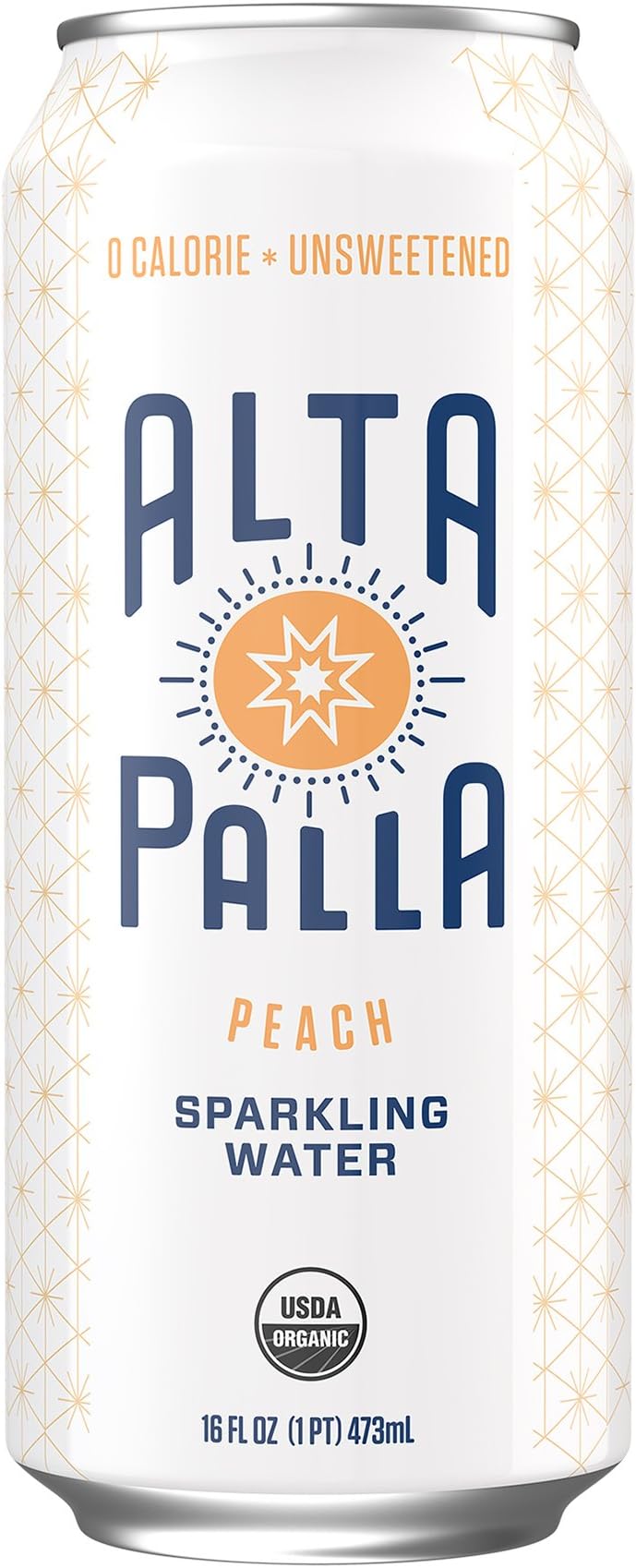Alta Palla Organic Sparkling Water, Peach, 12 Count, 16 fl oz
