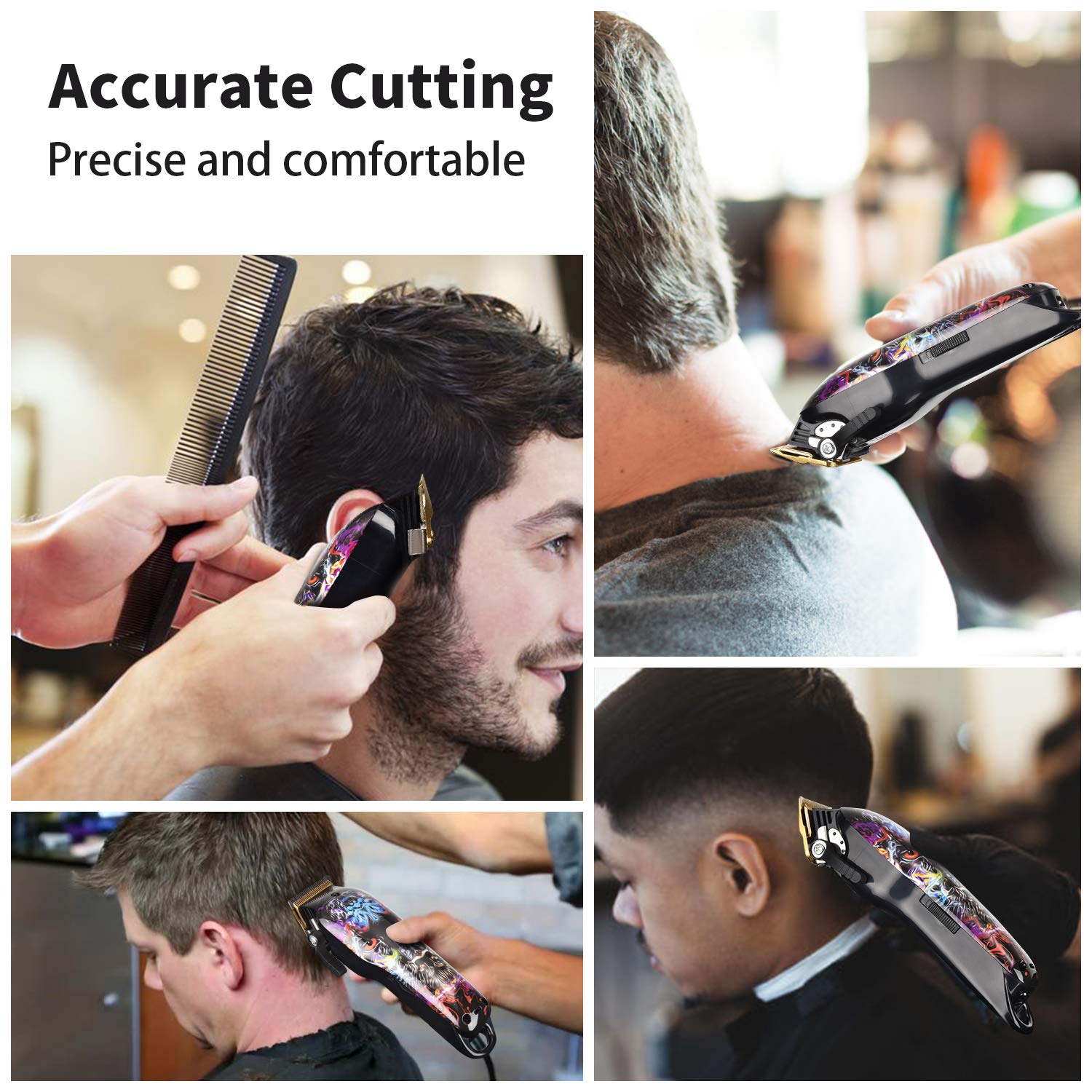 Cordless Hair Trimmer Pro Hair Clippers Beard Trimmer for Men Haircut Kit Cordless USB Rechargeable Barber Electric Shavers Hair Removal with 2000mAh Lithium Ion,Guide Combs (Clipper)