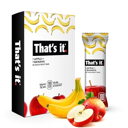 That's it. Apples + Banana 100% Natural Real Fruit Bar, Paleo for Children & Adults, Non GMO Sugar-Free, No preservatives Energy Food