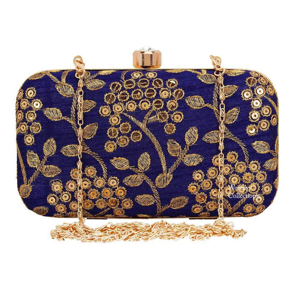 blue and gold clutch