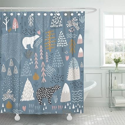 Amazon Com Emvency Shower Curtain Waterproof White Scandinavian