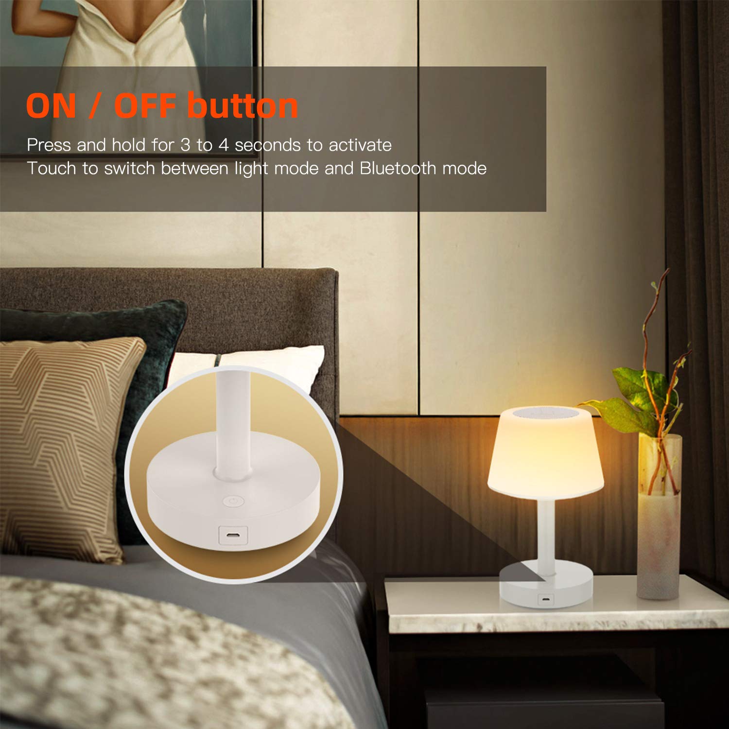 Night Light Bluetooth Speakers, Ranipobo Wireless Stereo Speaker LED Desk Lamp, Touch Control 3 Level Brightness Dimmable Warm Light Bedside Table Lamp 5 Colors Themes for Kids, Party, Bedroom