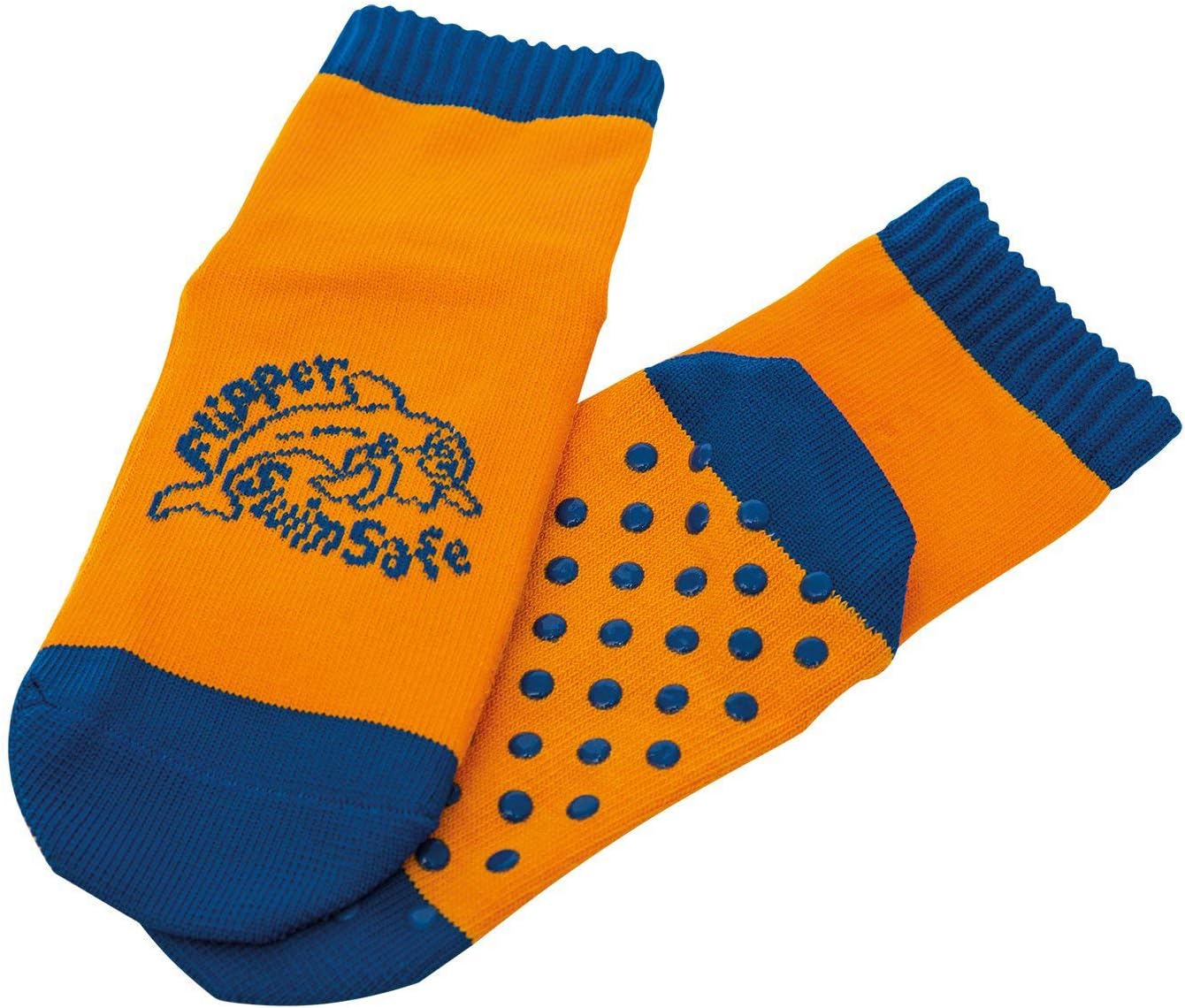 Flipper Swimsafe 1054 Aqua Socks with Non-Slip Sole in Blue/Orange for Children and Toddlers Size 31-34
