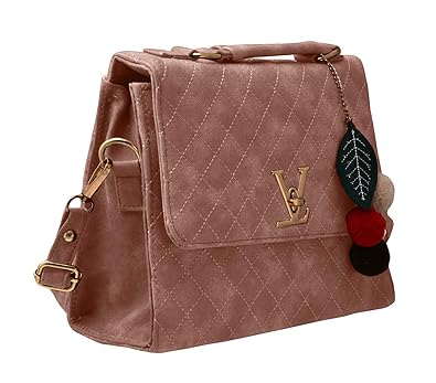 Karigaari Fancy Classic Gorgeous PU Synthetic Leather Adjustable Strap Twist Lock Design Sling Bags for Women and Girls
