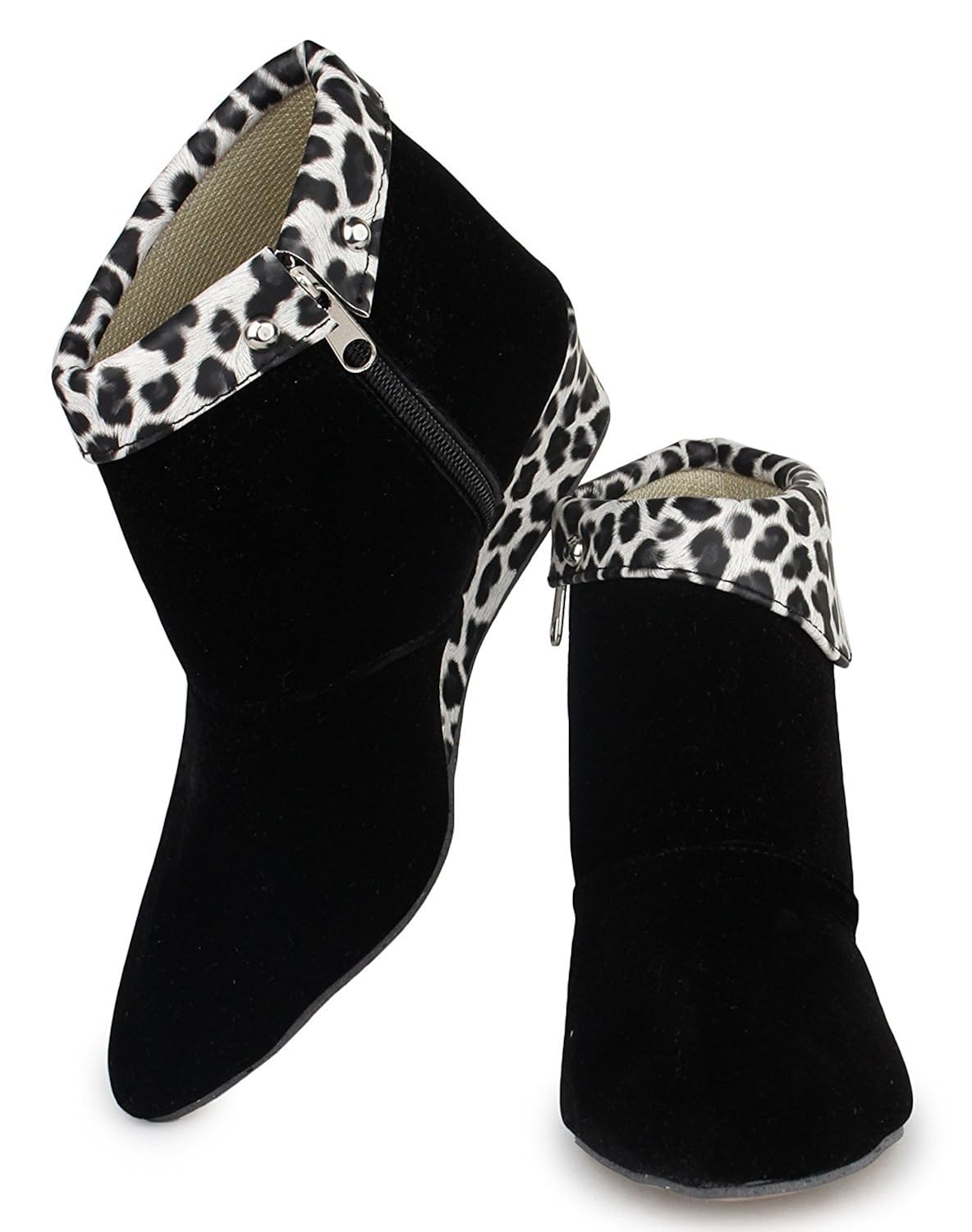 rgk's women's black velvet long shoes / boot for girls