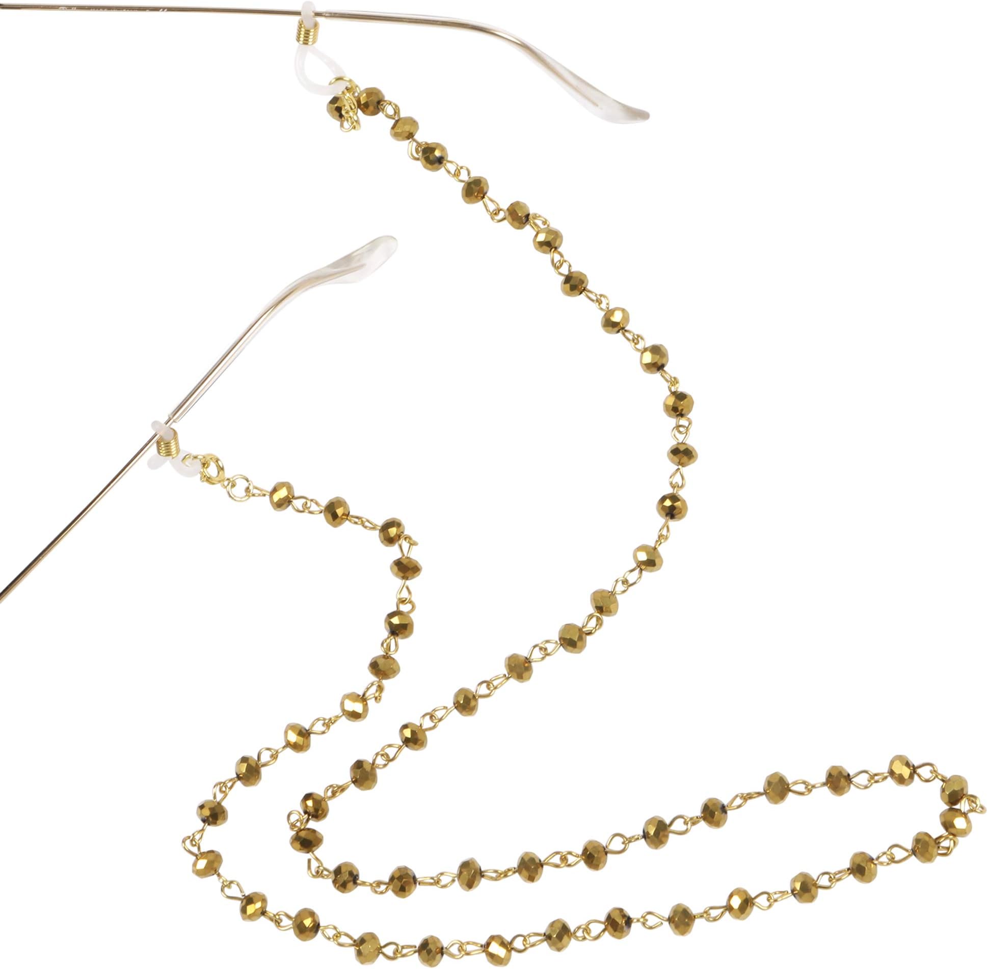 Crystal Beaded Eyeglass Chain Strap Sunglass Retainer Cord Spectacle Lanyard (70, Gold)