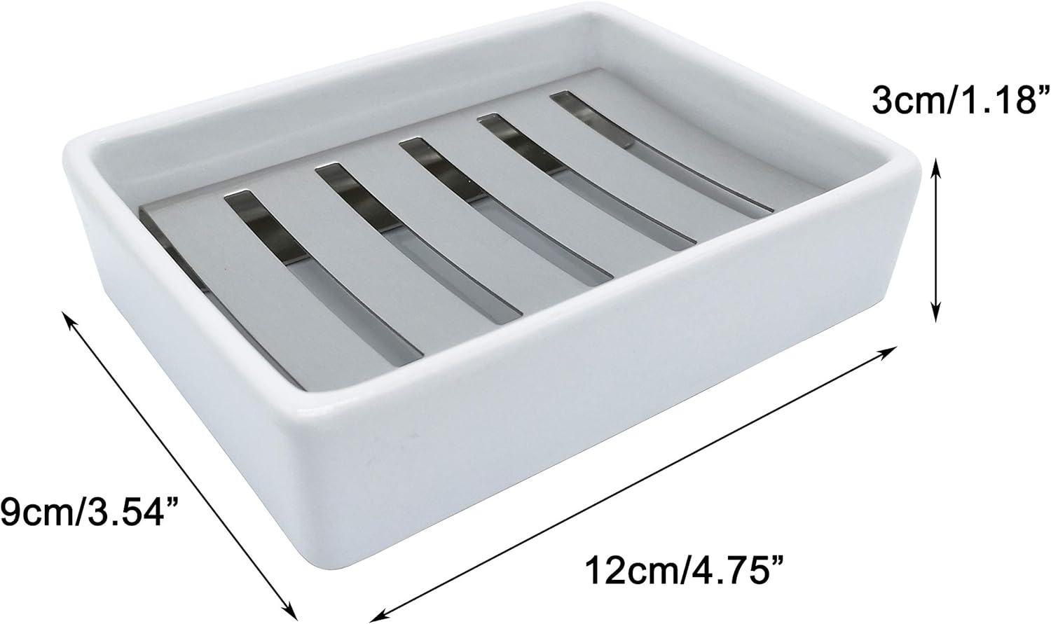 Lofekea Ceramic Soap Dish Stainless Steel Soap Holder for Bathroom and Shower Double Layer Draining Soap Box: Home & Kitchen