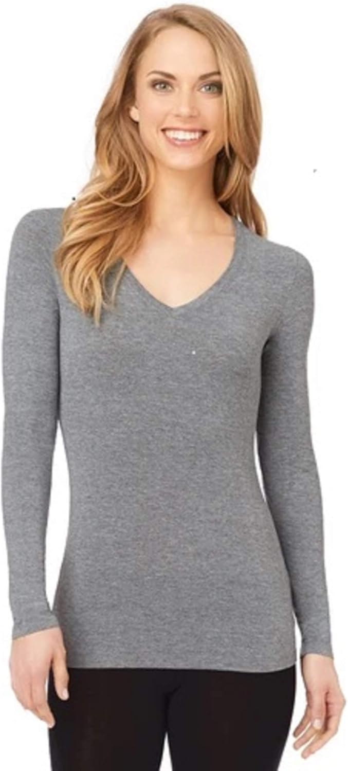 Cuddl Duds Long Sleeve V-Neck Soft Comfort Soft Wear with Stretch (X-Large) at Amazon Womenâs 