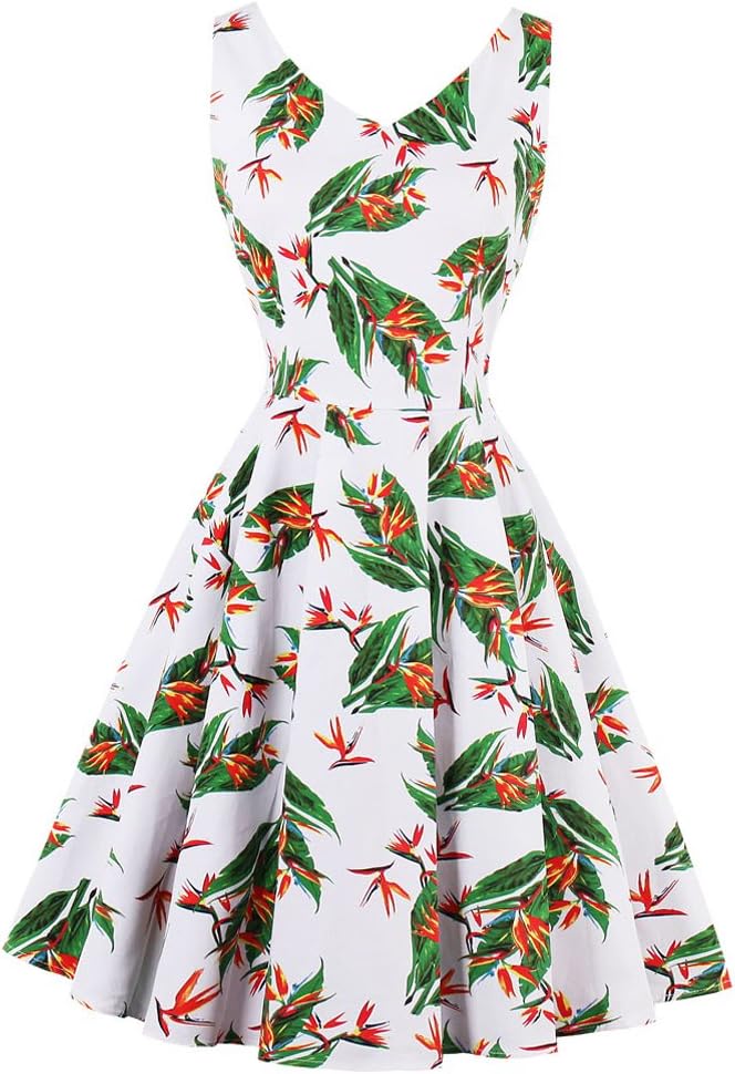 Zechun Women's Vintage 1950s Cocktail Dress Rockabilly Party Gown