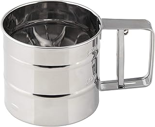 Zenker Einhandsieb PATISSERIE, Küchenhelfer aus hochwertigem Edelstahl, sichere Bedienung mit nur einer Hand, zum Einmehlen der Arbeitsfläche oder Bestäuben von Gebäck, (Farbe: Silber), Menge: 1 Stück